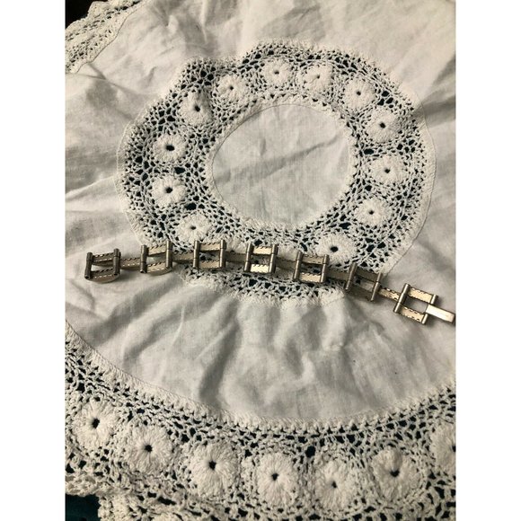 Heavy Vintage Handcrafted Sterling Link Bracelet - Picture 3 of 4